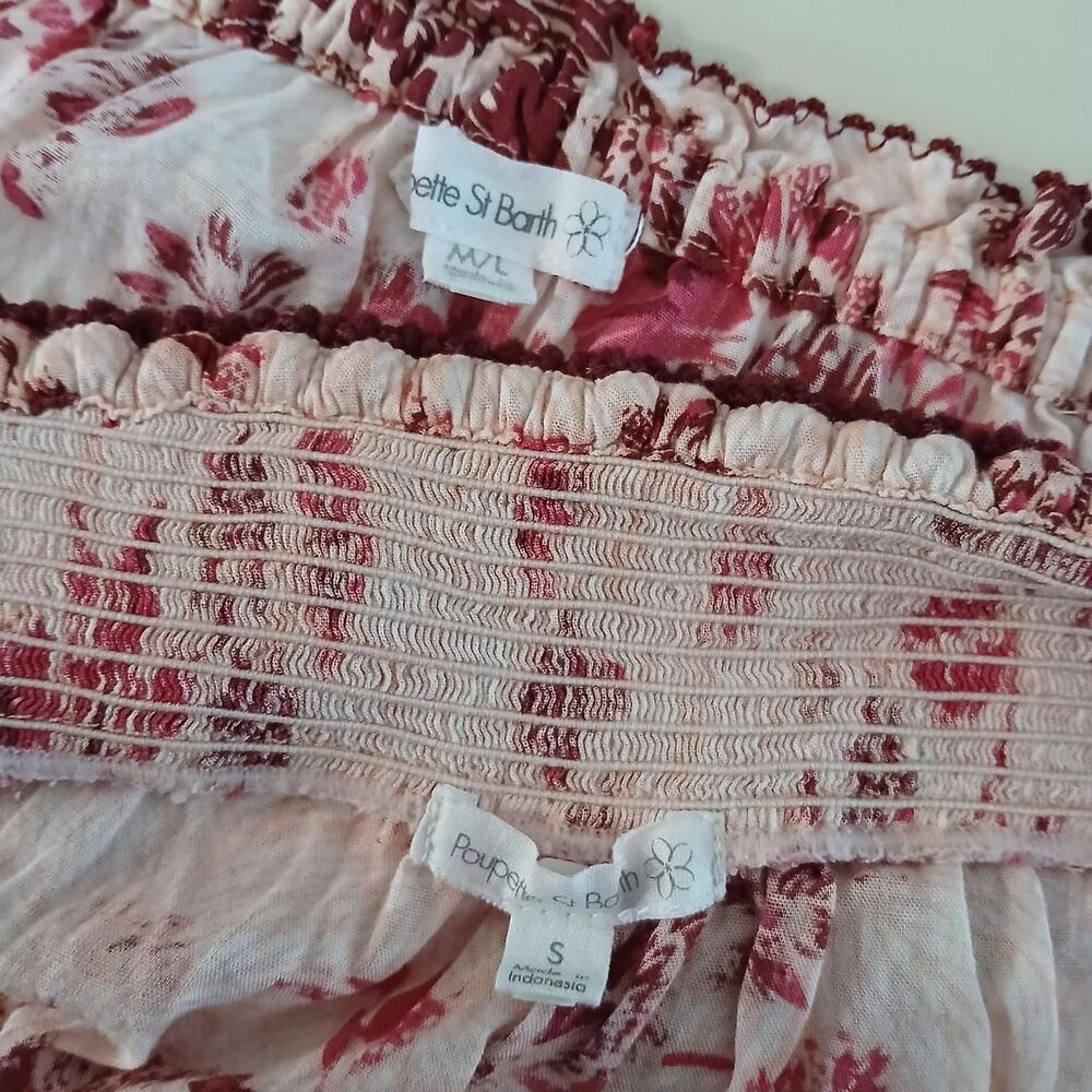 Poupette St Barth Pint/White Coastal Romantic Floral Print Set Top M/L & Skort S - Picture 5 of 8